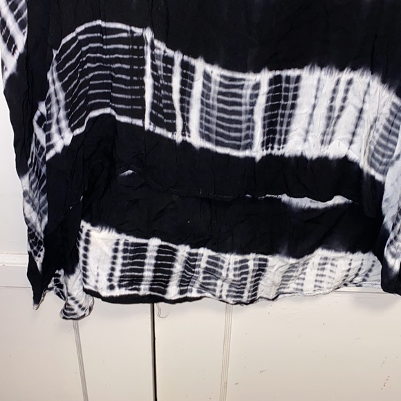 Black White Large Tie Dye Spaghetti Strap High Low Dress - Picture 11 of 13